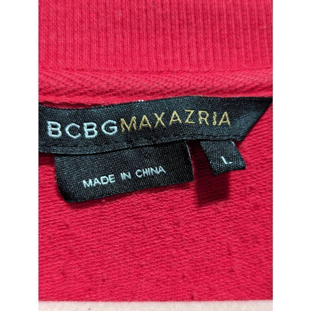 BCBGMaxazria Women's Red Cotton Zip Front Embellished Sweatshirt Jacket Large - Picture 2 of 8